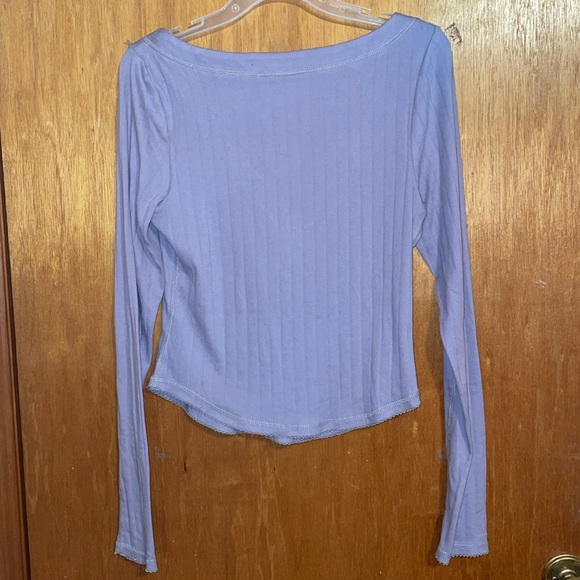 •FREE PEOPLE•NWT LILAC FREE PEOPLE COFEE CHAT KNIT LONG SLEEVE TOP SIZE MEDIUM - Picture 4 of 11